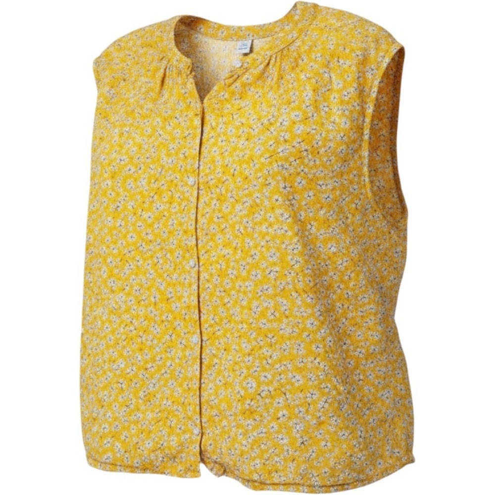 Old Navy Floral Button Down Top Womens XXL Yellow Daisy Sleeveless Cottagecore